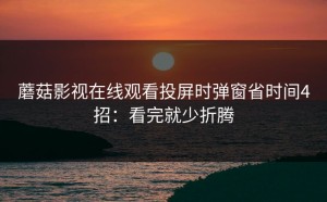 蘑菇影视在线观看投屏时弹窗省时间4招：看完就少折腾