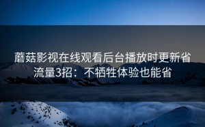 蘑菇影视在线观看后台播放时更新省流量3招：不牺牲体验也能省