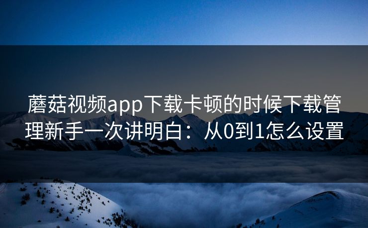 蘑菇视频app下载卡顿的时候下载管理新手一次讲明白：从0到1怎么设置