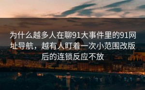 为什么越多人在聊91大事件里的91网址导航，越有人盯着一次小范围改版后的连锁反应不放
