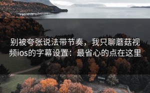 别被夸张说法带节奏，我只聊蘑菇视频ios的字幕设置：最省心的点在这里