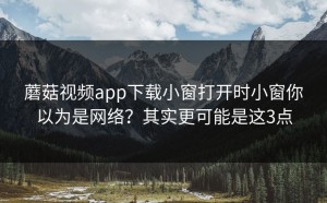 蘑菇视频app下载小窗打开时小窗你以为是网络？其实更可能是这3点