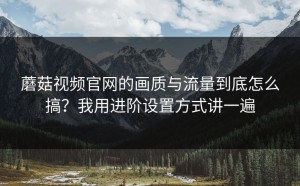 蘑菇视频官网的画质与流量到底怎么搞？我用进阶设置方式讲一遍