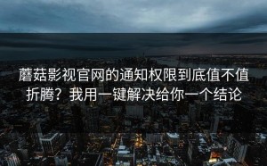 蘑菇影视官网的通知权限到底值不值折腾？我用一键解决给你一个结论