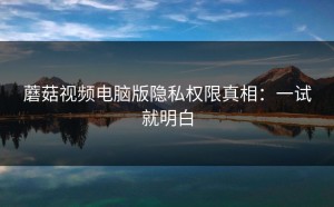 蘑菇视频电脑版隐私权限真相：一试就明白