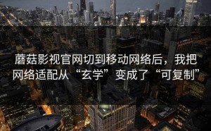 蘑菇影视官网切到移动网络后，我把网络适配从“玄学”变成了“可复制”