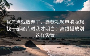 我差点就放弃了，蘑菇视频电脑版想找一部老片时我才明白：离线播放别这样设置
