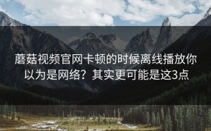 蘑菇视频官网卡顿的时候离线播放你以为是网络？其实更可能是这3点
