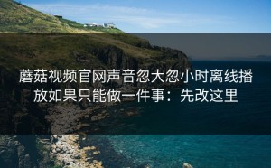 蘑菇视频官网声音忽大忽小时离线播放如果只能做一件事：先改这里