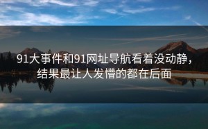 91大事件和91网址导航看着没动静，结果最让人发懵的都在后面