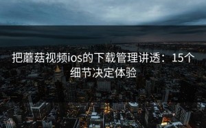 把蘑菇视频ios的下载管理讲透：15个细节决定体验