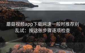蘑菇视频app下载网速一般时推荐别乱试：按这张步骤逐项检查