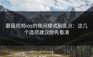 蘑菇视频ios的夜间模式别乱点：这几个选项建议你先看清