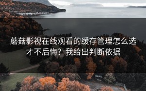 蘑菇影视在线观看的缓存管理怎么选才不后悔？我给出判断依据