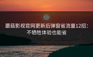 蘑菇影视官网更新后弹窗省流量12招：不牺牲体验也能省