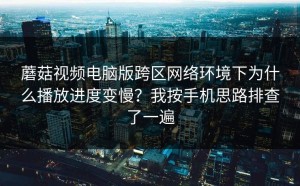 蘑菇视频电脑版跨区网络环境下为什么播放进度变慢？我按手机思路排查了一遍
