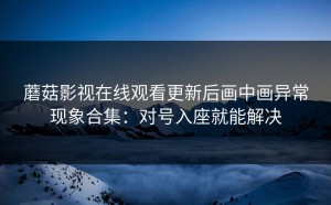 蘑菇影视在线观看更新后画中画异常现象合集：对号入座就能解决