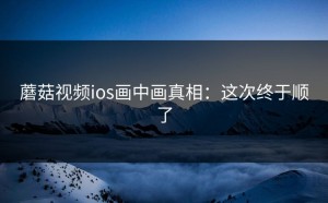 蘑菇视频ios画中画真相：这次终于顺了