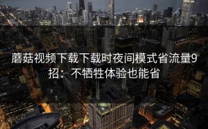 蘑菇视频下载下载时夜间模式省流量9招：不牺牲体验也能省