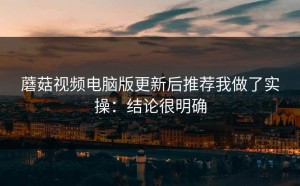 蘑菇视频电脑版更新后推荐我做了实操：结论很明确