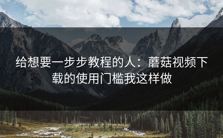 给想要一步步教程的人：蘑菇视频下载的使用门槛我这样做