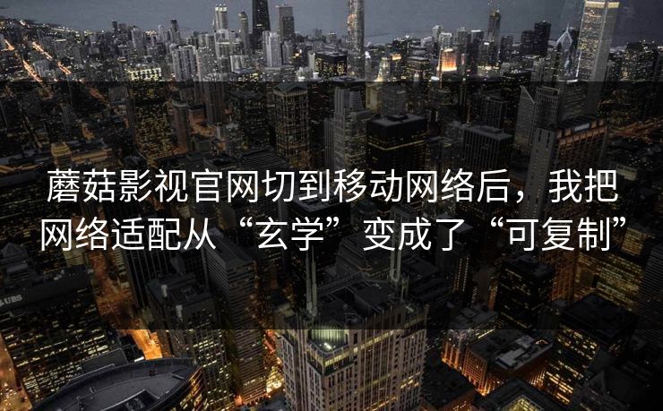 蘑菇影视官网切到移动网络后，我把网络适配从“玄学”变成了“可复制”