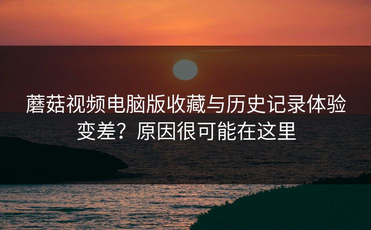 蘑菇视频电脑版收藏与历史记录体验变差？原因很可能在这里
