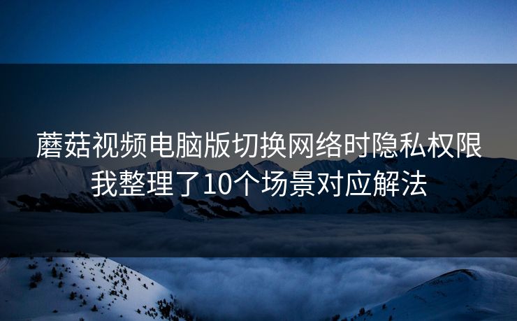 蘑菇视频电脑版切换网络时隐私权限我整理了10个场景对应解法